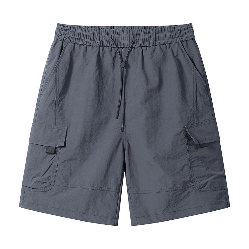 

Men s Summer Workwear Shorts, Loose Multi Pocket Solid Color Versatile Casual Five Quarter Pants, Beach Pants XL темно-сірий