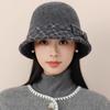 Autumn and Winter Hat Women's Retro Bucket Hat Middle-aged and Elderly Elegant Temperament Bow Mother Hat