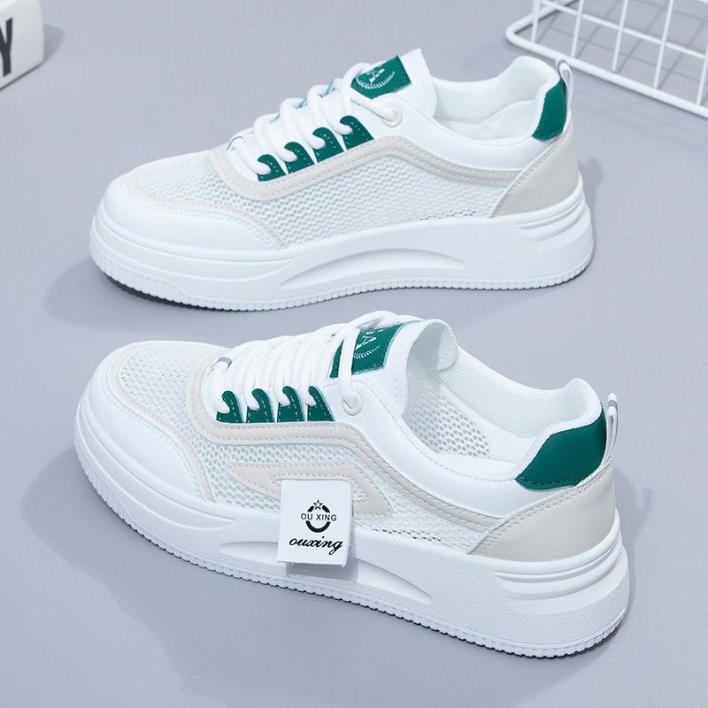 Little White Women's Shoes Summer Mesh Breathable Mesh Shoes Student Versatile Leisure Niche Sports Thick Baseplate Shoes