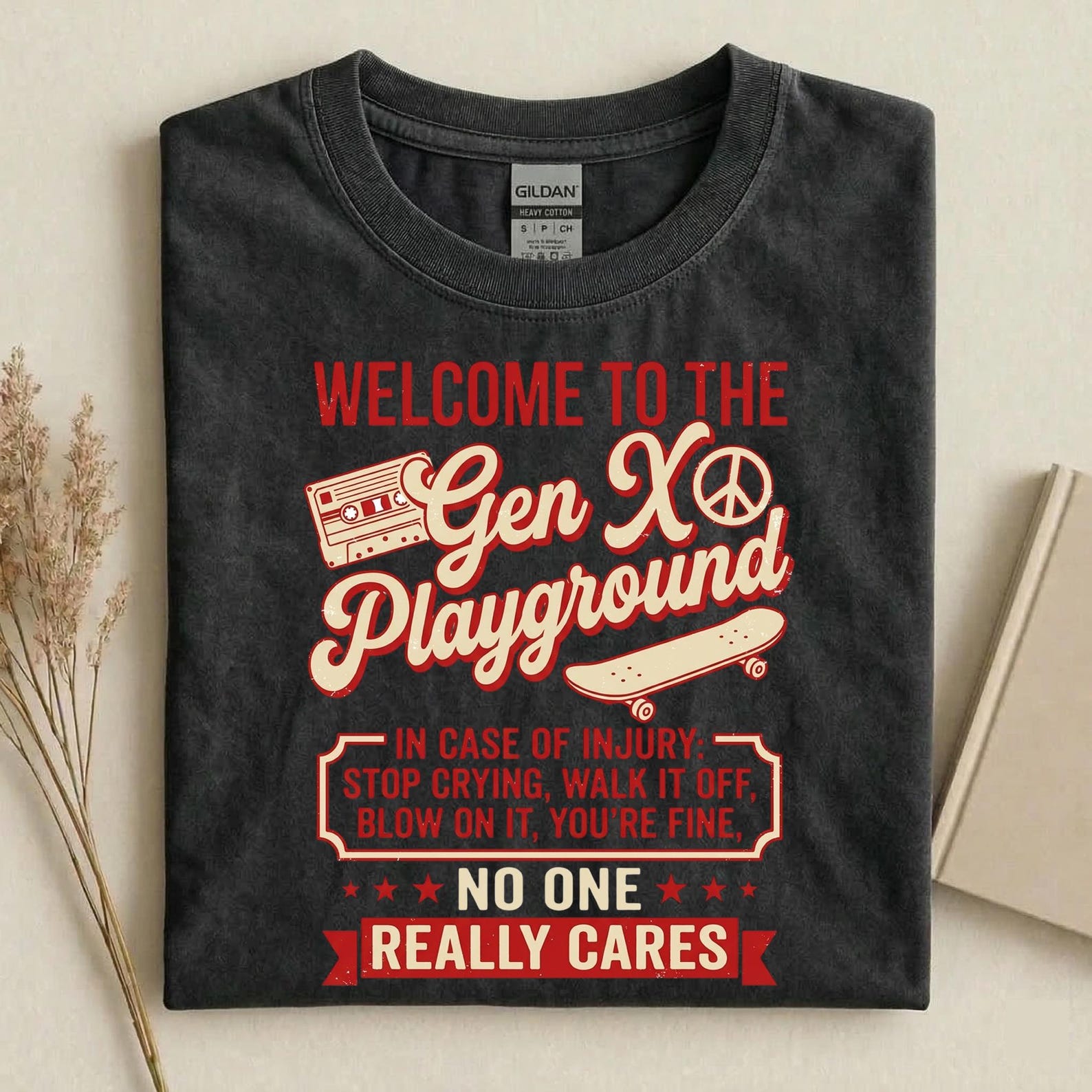 Welcome To The Gen X Playground No One Really Cares T-Shirt, Funny Generation X Humor Tee, Sarcastic 80s Nostalgia Shirt L