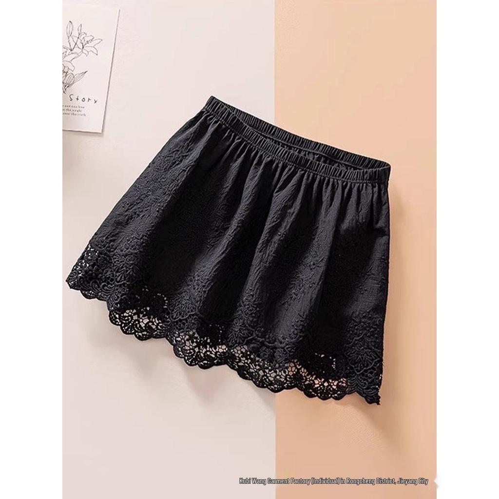 2025 Women's White Cotton Lace Skirt: Autumn/Winter Layered Design with Jeans, Hip-Covering Half-Skirt