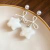 Pearl Plush Star Earrings Stars Y2K Drop Earrings Cute Winter Bow Star Earrings  Girls Gift