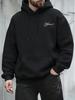 Street Style Loose-fitting Top, Simple Retro Print Men's Hooded Sweatshirt, Autumn and Winter Casual Top