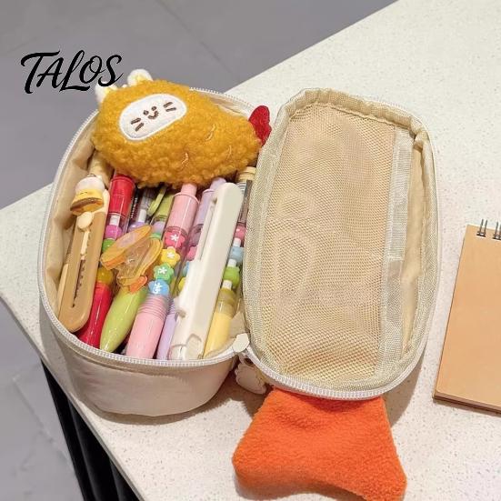 Kids Plush Pencil Case Fried Shrimp Tail Case, Cute Large Capacity Pouch, Fun Desk Organizer Adorable Stationery Bag for Students, School Gift
