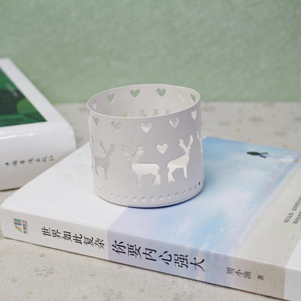 Christmas Iron Hollow Deer Tree Snowflake Candle Holder Candle Stick Home Decor