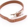 Used HERMES Api 1 Bracelet Stainless Steel leather Silver Brown Used Women