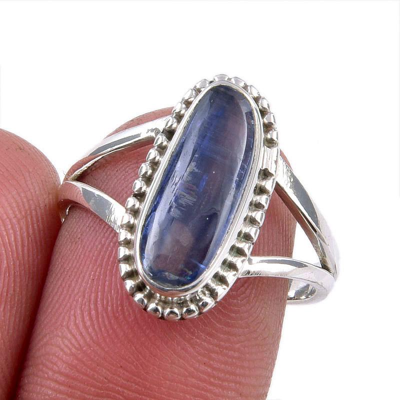 

Natural Kyanite Gemstone 925 Solid Sterling Silver Jewelry Ring Size 7.5 E8h36