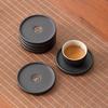 Black Pottery Yuanfu Tea Cup Pad Creative Coarse Pottery Tea Ceremony Cup Holder Whole Thermal Insulation Teacup Pad Kung Fu Tea Holder Accessories