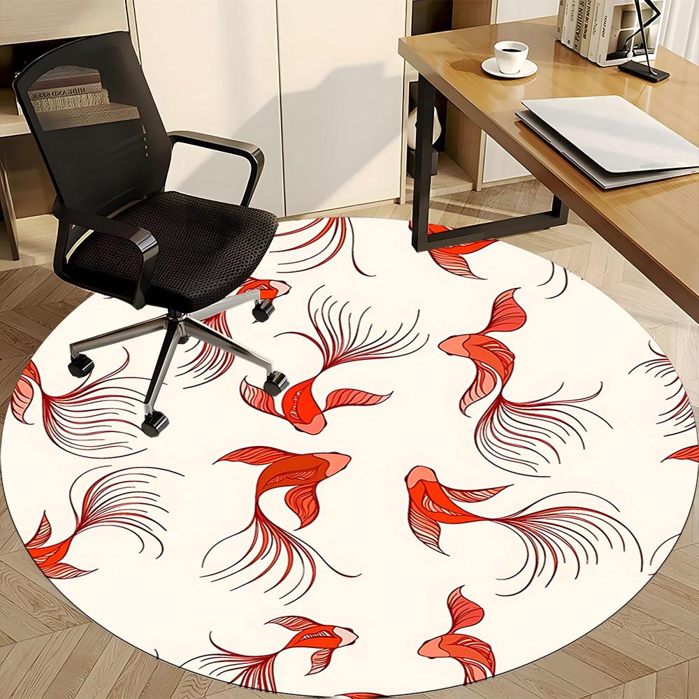 1pc Goldfish Pattern Chair Carpet for Office, Soft Flannel Throw Mat, Perfect for Office, Holiday Party Decoration Choice yy260209086