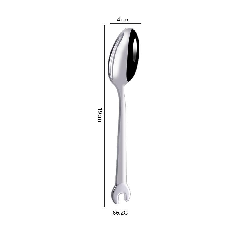 Coltello Forchetta e Cucchiaio in Acciaio Inossidabile 304 Manico a Chiave Inglese Creativo Posate Occidentali Coltello da Bistecca Set Forchetta e Cucchiaio Cucchiaino per Dessert e Torta Coltello Chiave Inglese