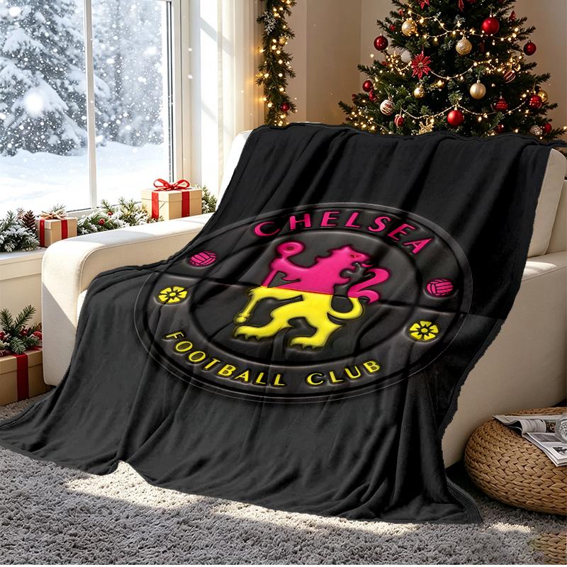 Chelsea F.C Pattern Blanket for Home Decoration, Bed, Sofa, Car Travel, Camping, Suitable for All Seasons, Birthday Christmas Gift