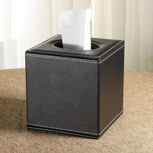 European Luxury Pu Leather Marble  Square Table Tissue Box Dispenser Storage Napkin Case   for Roll Paper