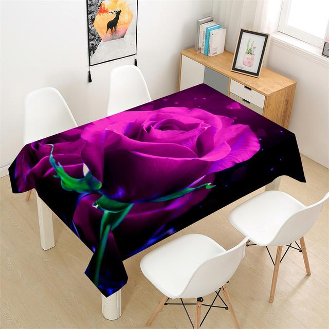 Romantic Red Rose Printed Decorative Tablecloth Picnic Table Rectangular Tablecloth Home Dining Table Coffee Table Ornaments