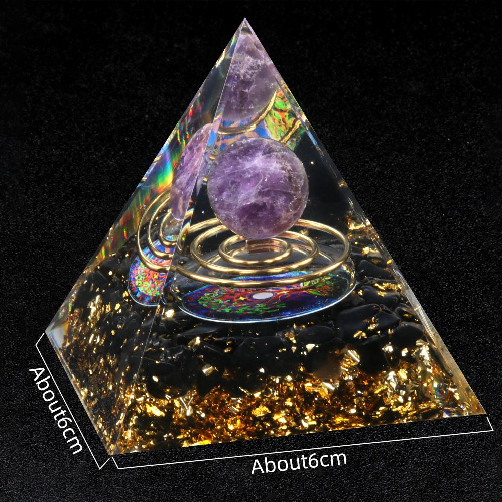 Crystal Devil's Eye Pyramid Natural Crushed Stone Lapis Lazuli Dropping Resin Home and Office Desktop Decoration Crafts 6x6cm