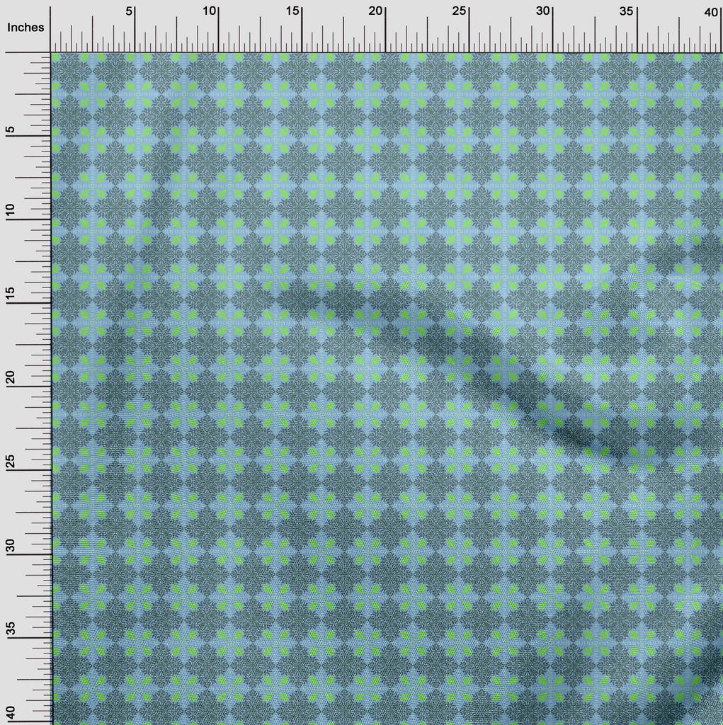 oneOone Cotton Flex Blue Fabric Arabic Moroccan Quilting Supplies Print Sewing Fabric By The Yard 40 Inch