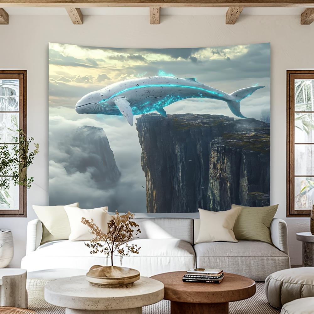 1pc Vibrant Humpback Whale Tapestry-Stunning Polyester Fabric Art Living Room Decorative Tapestry 150x100cm 100X70CM