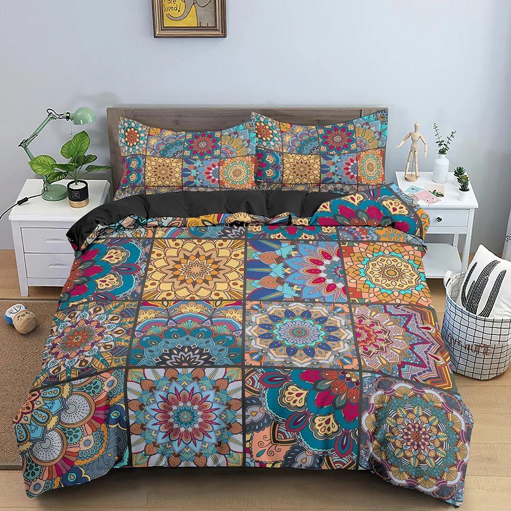 2/3Pcs Ethnic Mandala Bedding Set Bohemian Quilt Cover For Bedroom Luxury Duvet Cover Set King Queen Twin Size Bedclothes