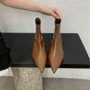 2025 New Korean Version Pointed Splicing Inner High Slope Heel Low Tube Rear Zipper Chelsea Martin Booties
