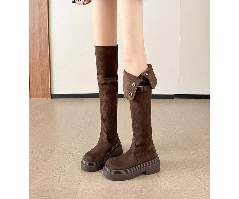 Small man increases height two wear tall boots women's winter suede knee long knight boots