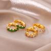 Emerald Green Vintage Gold Hoop & Stud Earrings - Luxury Niche