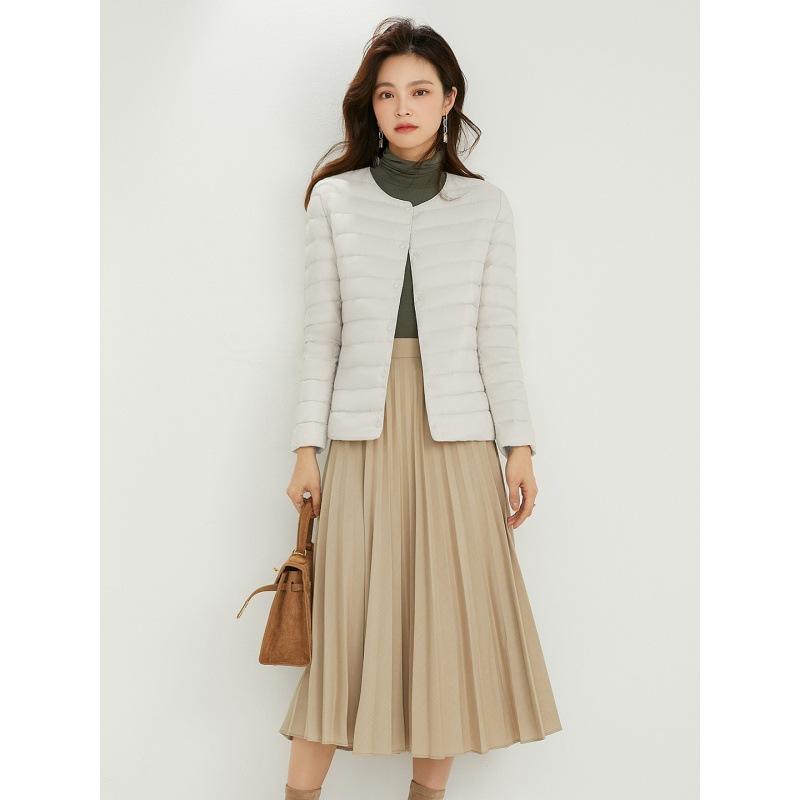 New autumn and winter clothing light down jacket women's short ultra-light liner white duck down collarless warm jacket