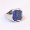 Minimalist Vintage Geometric 22MM Square Lapis Lazuli Inlaid 304 Stainless Steel Ring Unisex