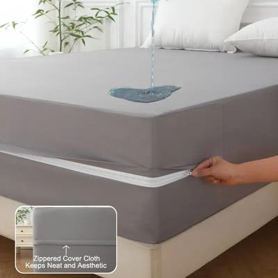 1pc 6-Sided Waterproof Mattress Protector, Dustproof Mattress Encasement with Zipper, Soft & Comfortable Mattress Cover