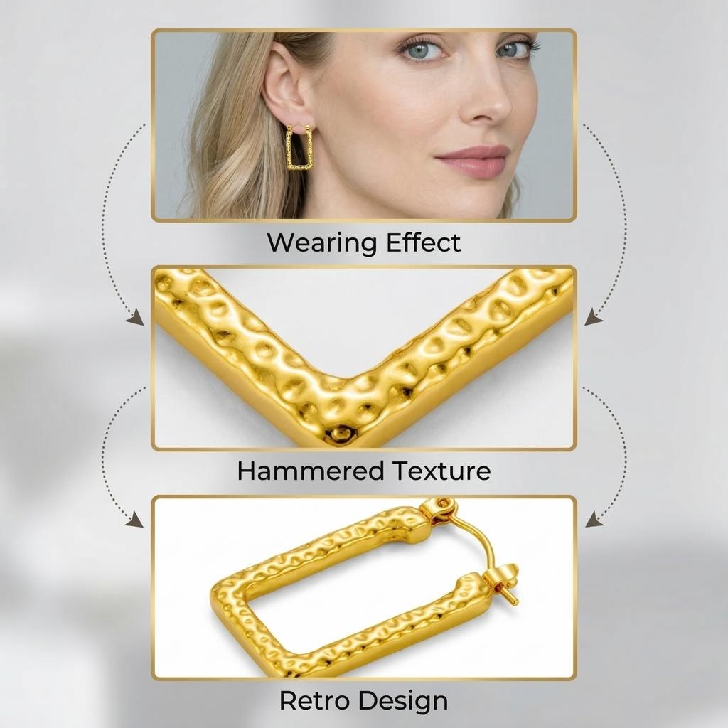 Boucles d'Oreilles en Acier Inoxydable pour Femmes Vintage Luxe Élégant Bijoux en Acier Titane