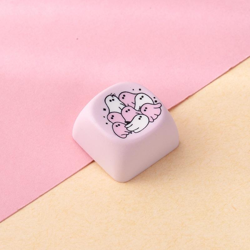 5/10Pcs Halloween Themed Custom Keycaps Cute Ghost Pumpkin Prints For Mechanical Keyboard Diy Holiday Gifts