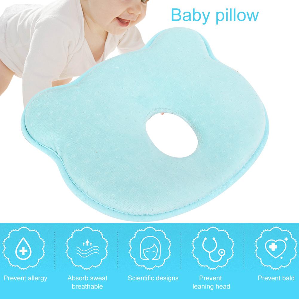 Infant Newborn Baby Pillow Soft Prevent Flat Head Sleeping Support Cushion PillowBlue Bear
