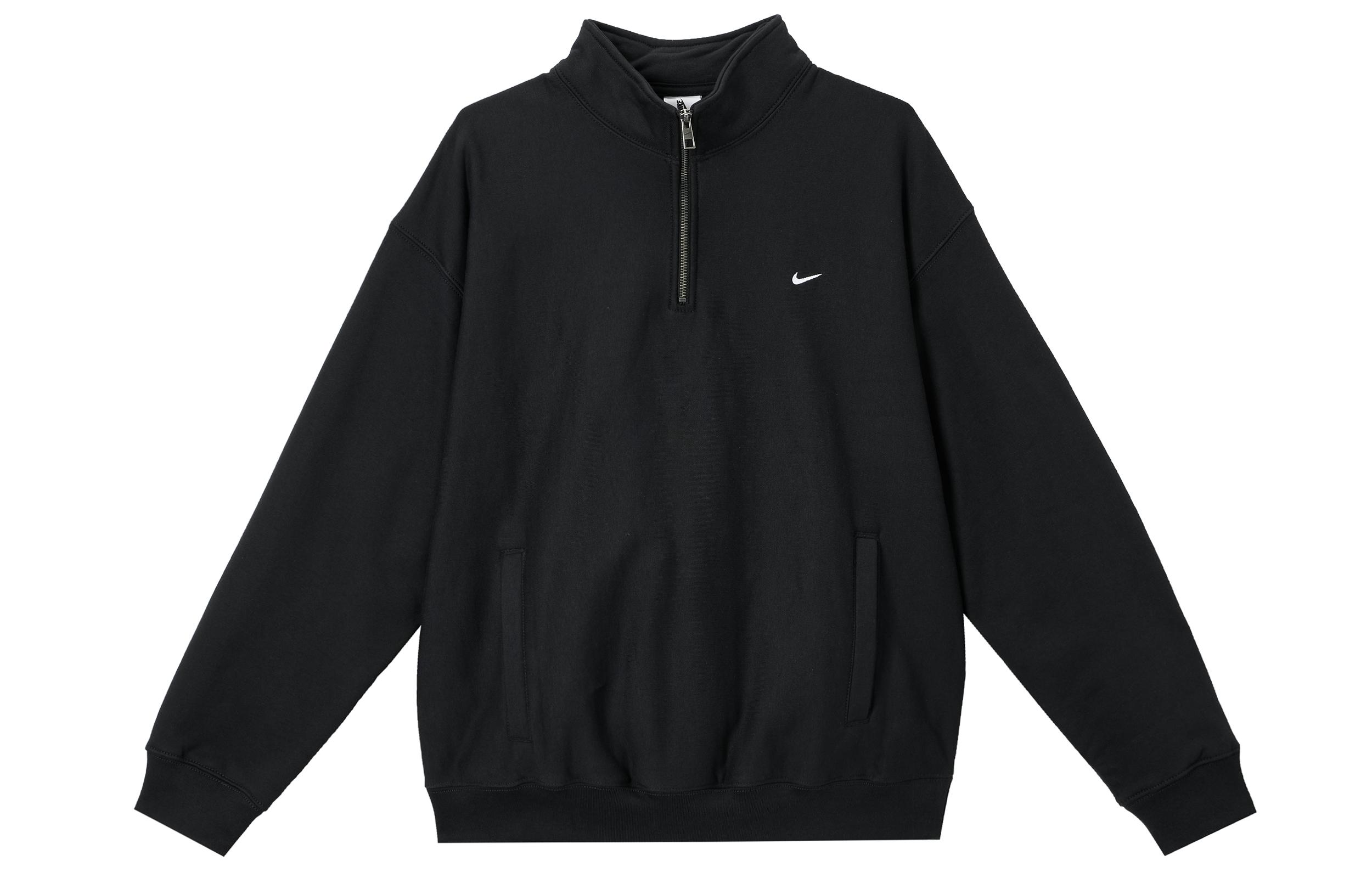 Nike Solo Swoosh Brand Logo Loose Fit Fleece Lined Long Sleeved Sweatshirt Men s HV1095-010 S