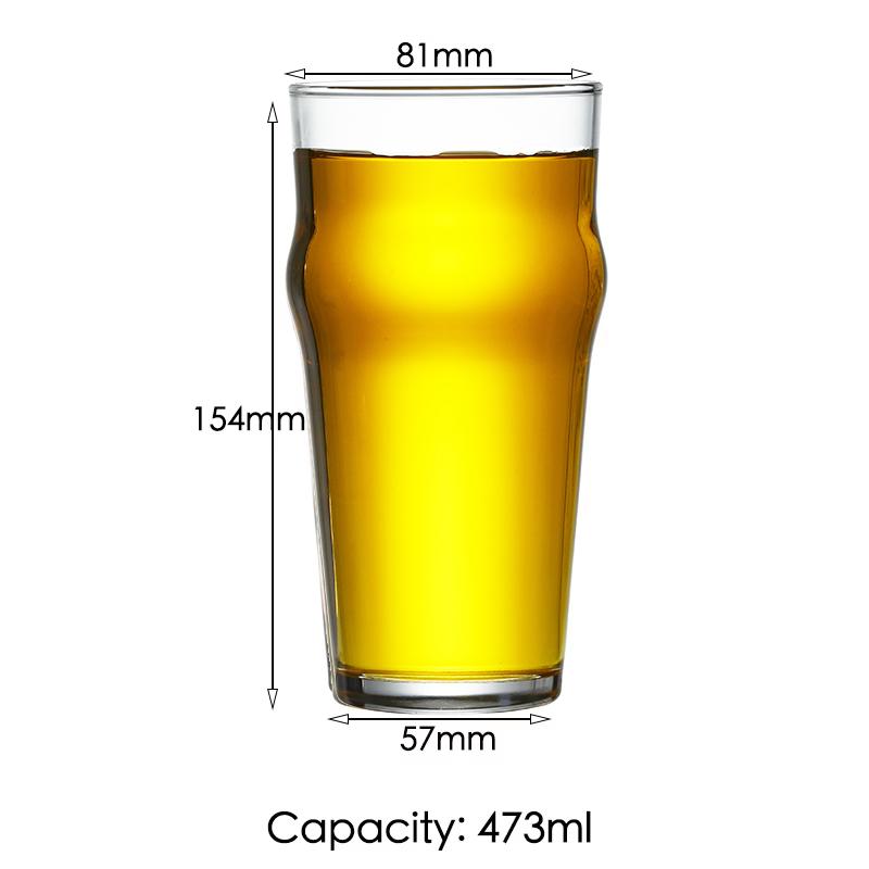 570ml Beer Glasses Set of 4 (FOUR) 1.2 Pint Glass Capacity In a Traditional Pub Drinking Glasses Design. Oversized Beer Glasses