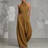 Casual Off Shoulder Ärmlös Vida Ben Lång Jumpsuit för Kvinnor