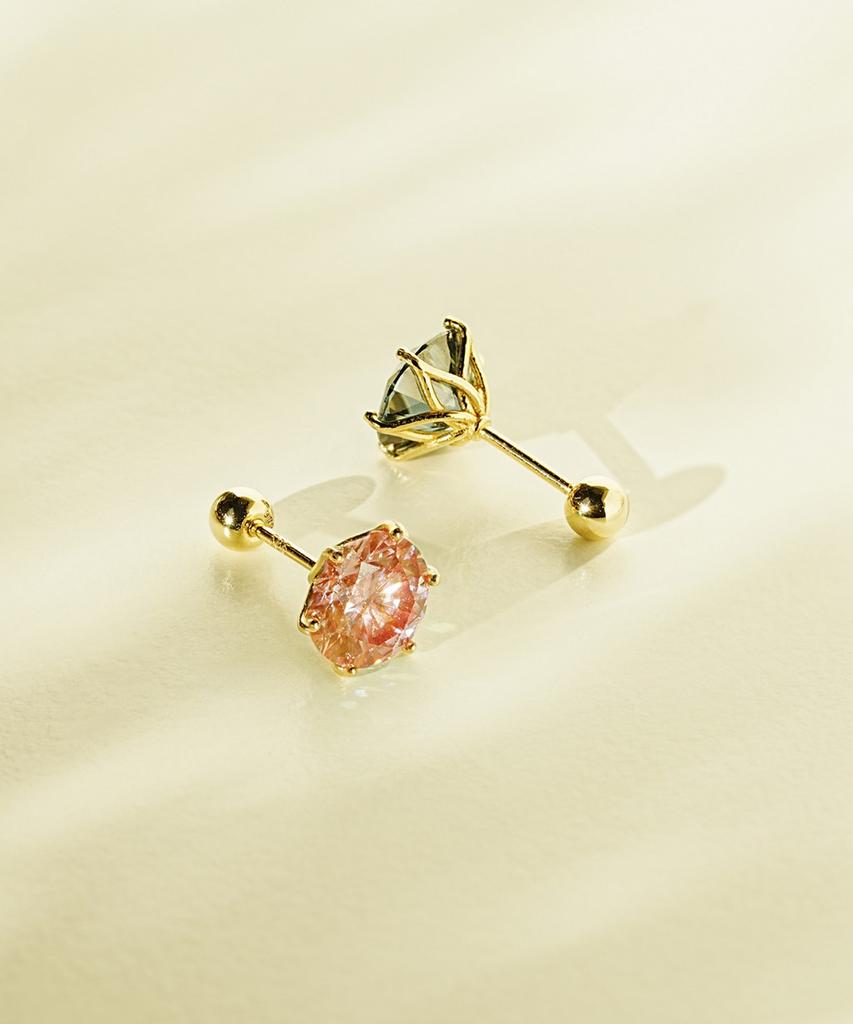 Minimalpiercing 14K Moissanite Diamond Pink Noble Piercing Earrings