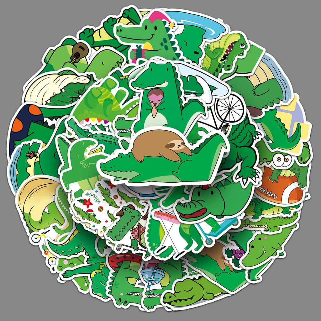 50 Pictures of Crocodile Doodle Personality Cartoon Animals Children DIY Mobile Phone Skateboard Suitcase Stickers Waterproof