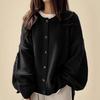 Vintage Solid Color Button Sweater Cardigan, Autumn and Winter Fashionable and Elegant Commuter Loose Knit Sweater for Women