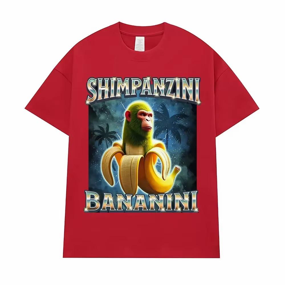 Shimpanzini Bananini T Shirt Italian Brainrot Funny Monkey Meme T-shirts Men Women Fashion Humor Style Short Sleeve T-shirt Tops
