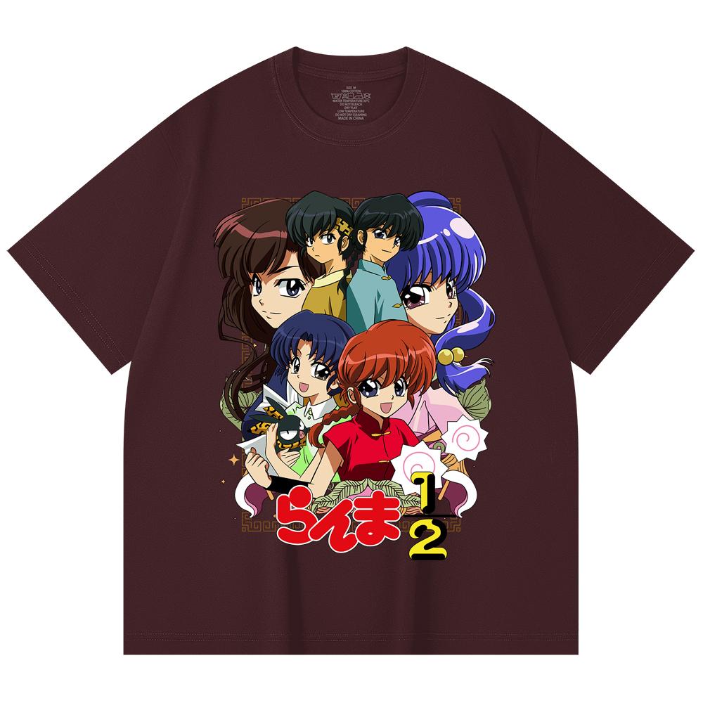 

230 Gsm 100% Cotton Ranma 12 V6 Print Unisex Heavy Cotton T Shirt 2XL вина червоного кольору