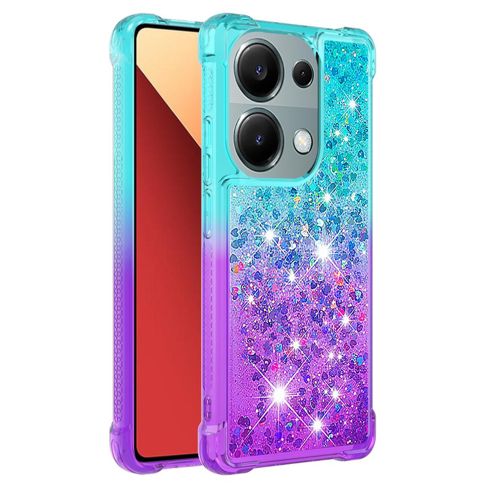 

For Xiaomi Redmi Note 13 Pro 4G/Poco M6 Pro 4G TPU Case Gradient Quicksand Phone Back Cover Sky Blue+Purple