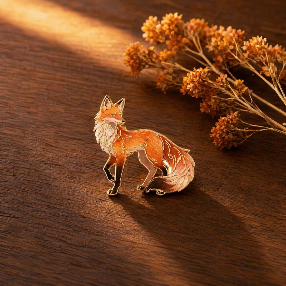 Exquisite Craftsmanship Cartoon Fox Brooch Zinc Alloy Enamel Metal Brooch For Coats Sweaters