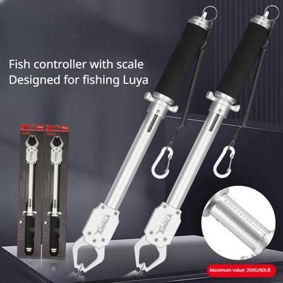 Controler de pește cu riglă și greutate Controler de pește lungit cu împingere Luasia din aliaj de aluminiu Clemă de pește Pasionați de pescuit în aer liber Instrumente de pescuit