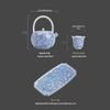 Zheng Wenqiang Masterpiece Gilded Silver Blue & White Ceramic Gongfu Tea Set