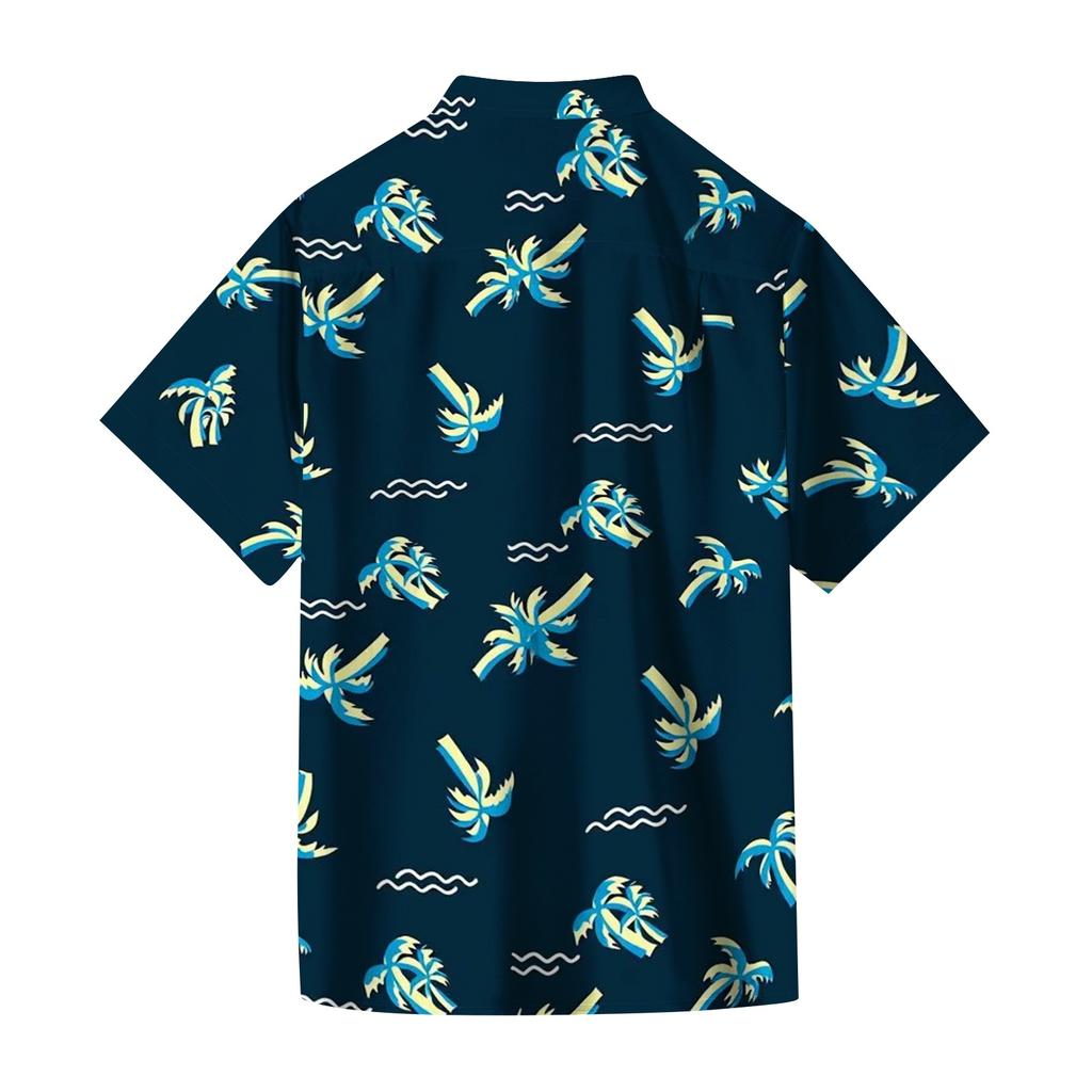 Men's Casual Loose Fit Hawaiian Short Sleeve Shirt Lightweight Button Down Tropical Printed Shirt for Summer Beach Vacation