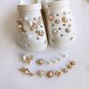 New hole shoes DIY decorative buckle three-leaf pearl flower love letter brand removable pearl chain accessories