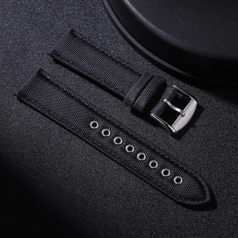 Nylon Canvas Watch Strap 22mm for Seiko Watch Bracelet Hard Waterproof Rugged Wristband Blue Black Metal Ring Bands Accessories