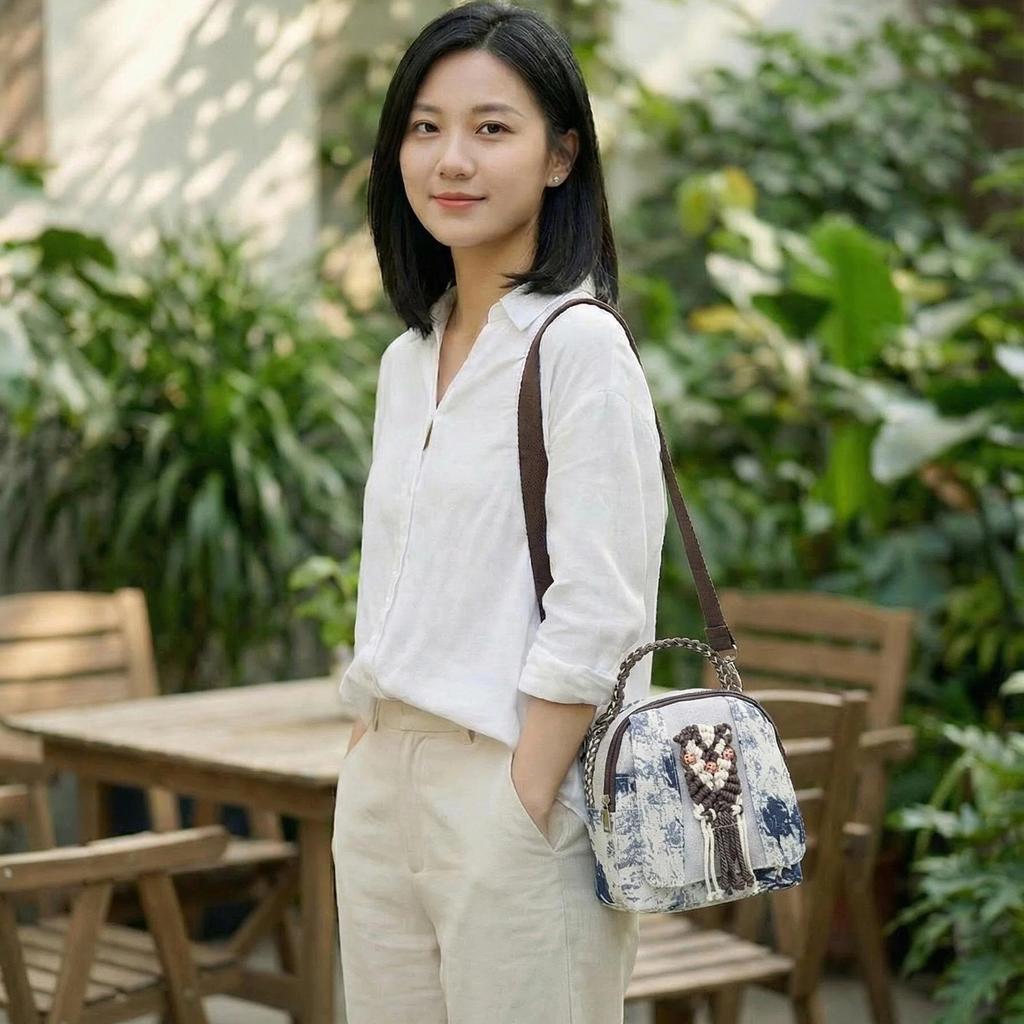 Jacquard Embroidery Bag - Multi-functional Three-in-One Bag, Crossbody, Shoulder Bag, Dual Shoulder Bag