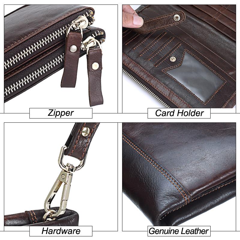 MISFITS Männer Marke Organizer Brieftaschen Aus Echtem Leder Doppel-reißverschluss Handtasche Mann Kuh Leder Lange Geldbörse Multi-funktion Telefon Tasche