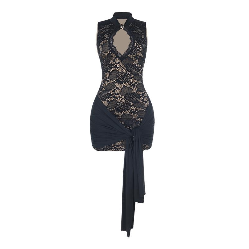 Autumn new, full hosting vest lace hollowed out hip wrap sexy mini dress