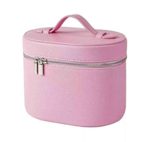 Wodoodporna kosmetyczka podróżna ze sztucznej skóry, organizer na kosmetyki z przegródką i rączką, przenośna kosmetyczka dla kobiet