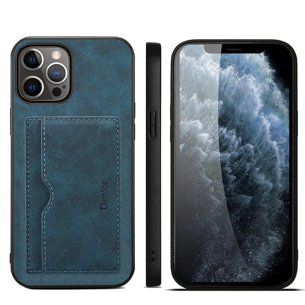 Denior Applicable iPhone15ProMax Mobile Phone Case Apple 14Pro Bracket Card 13 Anti-drop Leather Case 12